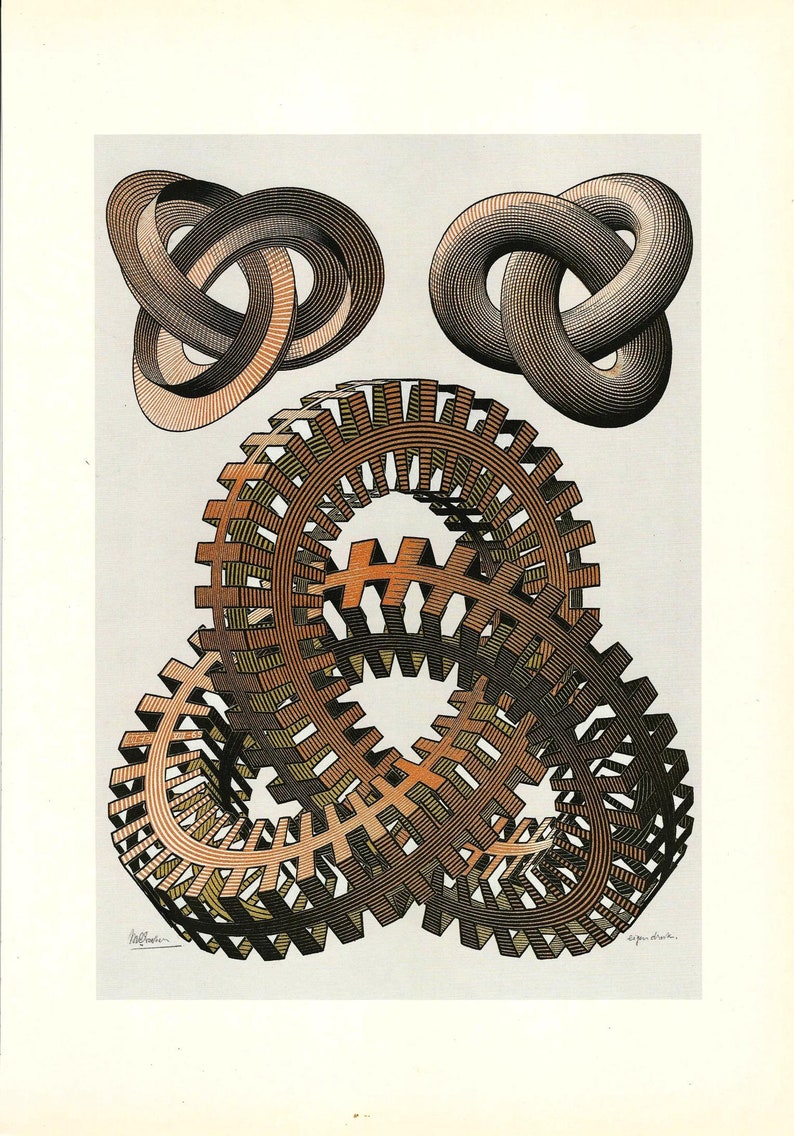 M.C. Escher print Knots M.C. Escher bookplate Etsy