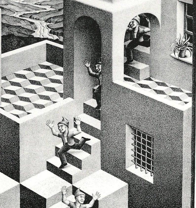 M.C. Escher print Cycle M.C. Escher bookplate Etsy