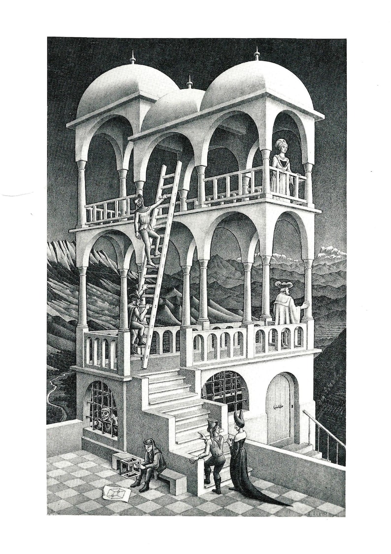M.C. Escher print Belvedere M.C. Escher Etsy