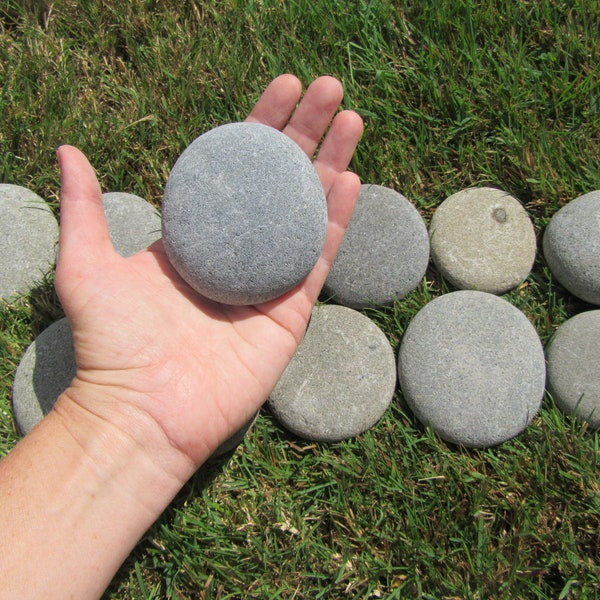Flat beach rocks 10 rocks.  3 to 4 inches. 10 rock Lot of Round and Oval rocks for painting or other crafts