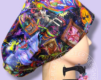LAST ONE Halloween Jack Euro Scrub Cap | Medical Cap | Nurses Cap | Scrub Cap with Buttons | Small Ponytail | Gift Shop | NO Toggle