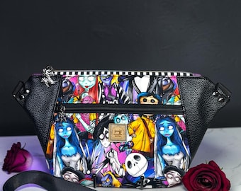 Halloween Character Fanny Pack | Coraline | Double Zip Fanny Pack | Low Profile Fanny Pack | Bum Bag | Crossbody Bag | Edward | Jack | Sally