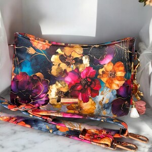 Bolso de hombro con estampado floral Iris / Bolso cruzado / Bolso de brazo / Bolso con estampado floral