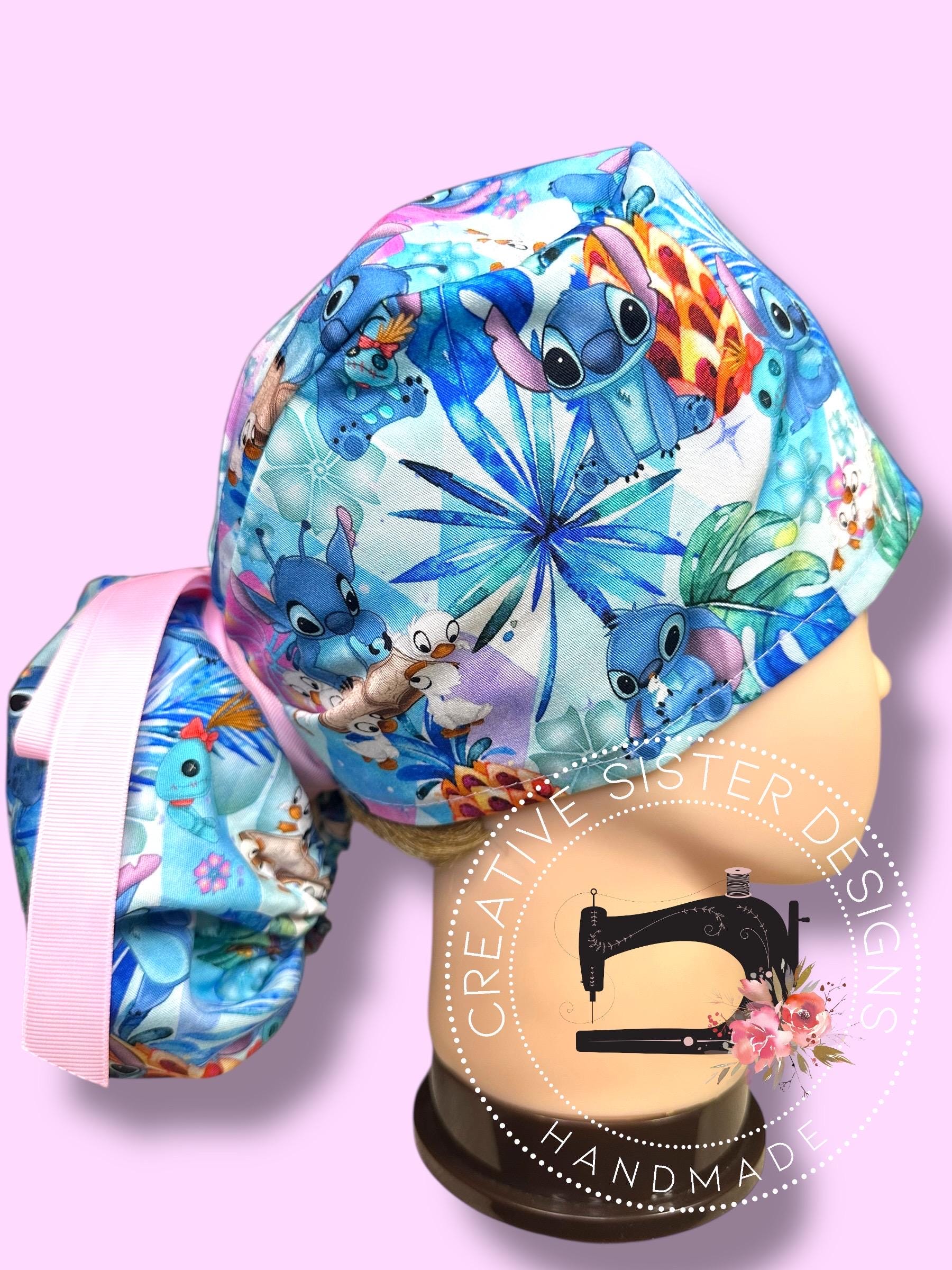 Blue Alien Ponytail Scrub Cap | Character Ponytail Scrub Cap | Medical Cap | Scrub Cap with Buttons | Gift Shop