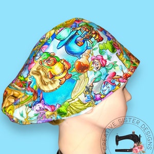 80s Bears Euro Cap | Fitted Scrub Cap | Medical Cap | Nurses Cap | Scrub Cap with Buttons | Small Ponytail | Not Adjustable | Gift Shop