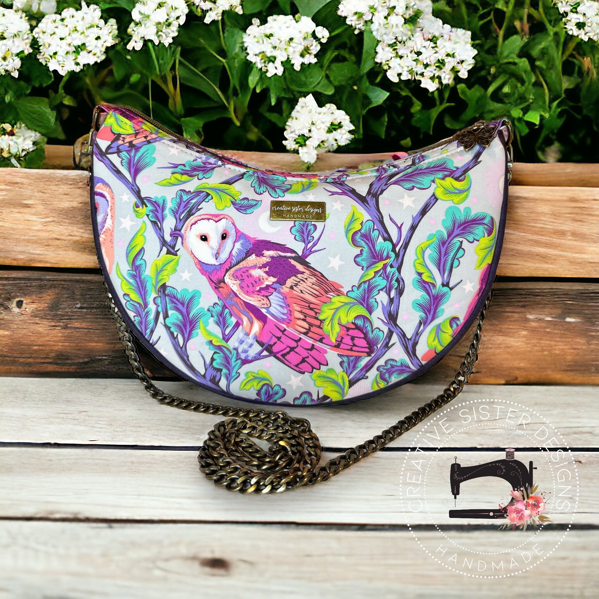 Owl Luna Crossbody Bag | Crescent Crossbody Bag | Purse | Half Moon Bag | Large Crescent Bag