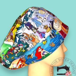 Character Fun Scrub Cap | Fitted Scrub Cap | Medical Cap | Nurses Cap | Scrub Cap with Buttons | Small Ponytail | Not Adjustable | Gift