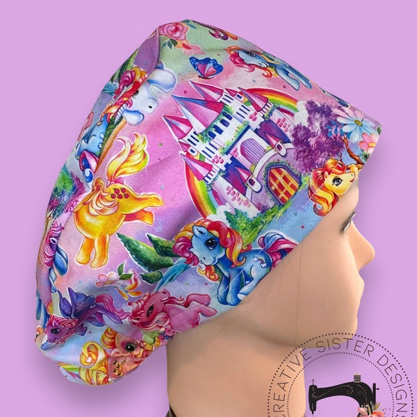 Pony Euro Scrub Cap | Scrub Cap | Medical Cap | Nurses Cap | Scrub Cap with Buttons | Small Ponytail |