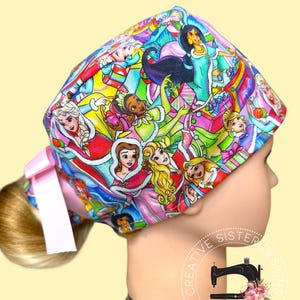 Holiday Princess Traditional Tie Back Cap | Scrub Cap | Medical Cap | Nurses Cap | Kids Scrub Cap | Unisex Scrub Cap | Gift Shop