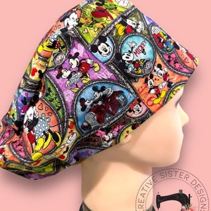 Valentine Mouse Euro Scrub Cap Scrub Cap Medical Cap Nurses Cap Scrub Cap with Buttons Small Ponytail Valentine Scrub Cap image 1