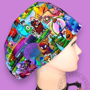 Kingdom of Magic Euro Scrub Cap | Scrub Cap | Medical Cap | Nurses Cap | Scrub Cap with Buttons | Small Ponytail |