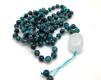 Shattuckite 6mm hand knotted mala beads. Necklace or wrist mala, Adjustable sliding knot closure - Understanding, Channeling, Protection