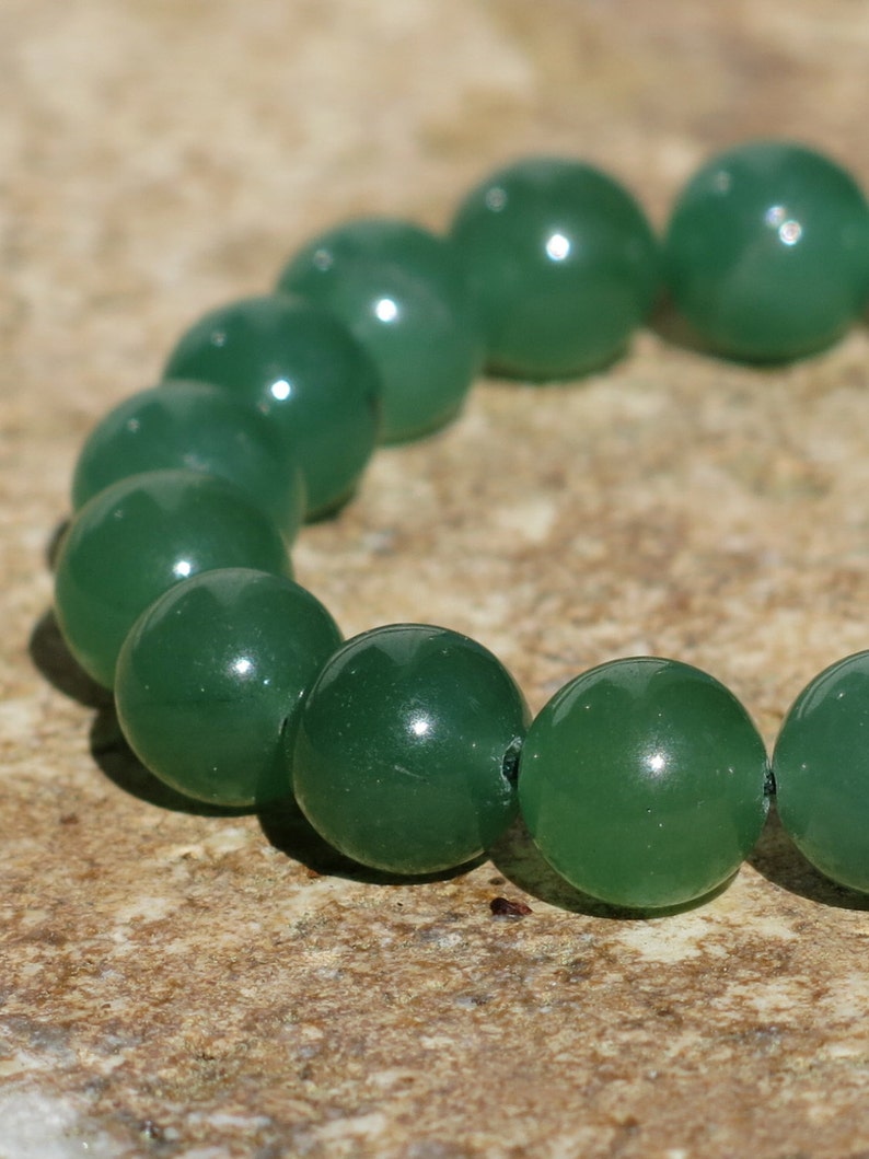 Green Aventurine 10mm Mala Prayer beads with sliding closure, 18 beads, Japa Mala. Prosperity, Positivity, Abundance, Love of others. image 3