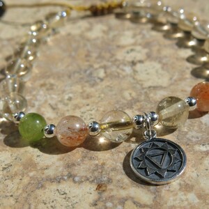 Solar Plexus Charm Bracelet - Manipura. Sterling Silver & Gemstones. Peridot, Citrine, Sunstone and Tourmaline. Adjustable