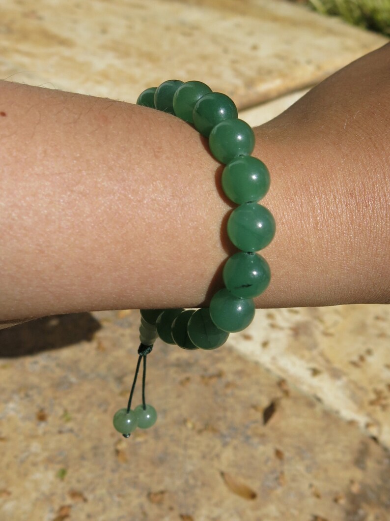 Green Aventurine 10mm Mala Prayer beads with sliding closure, 18 beads, Japa Mala. Prosperity, Positivity, Abundance, Love of others. image 5