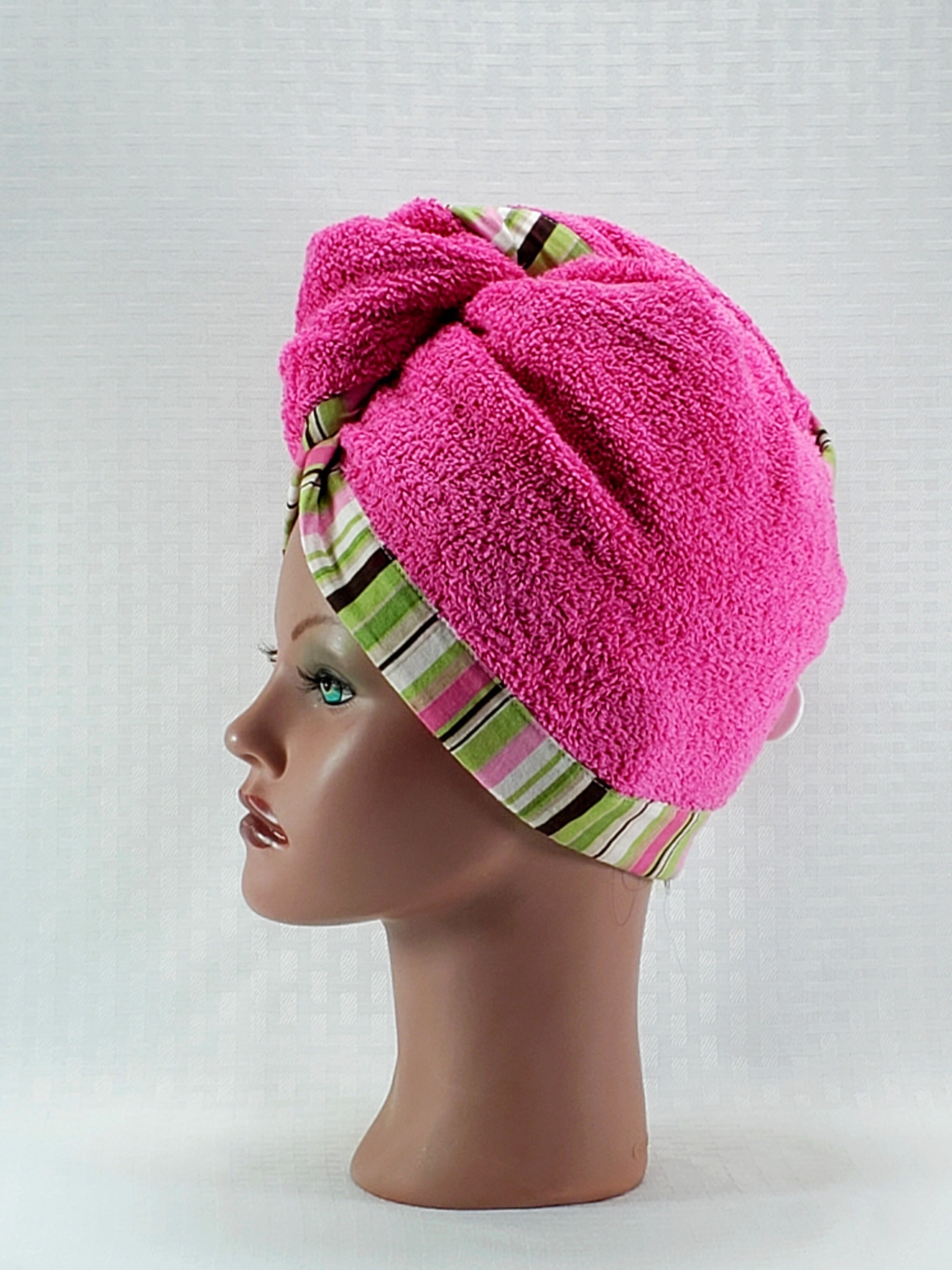 Spa Hair Turban 100 Cotton Terry Cloth Pink Turban with Multi Etsy