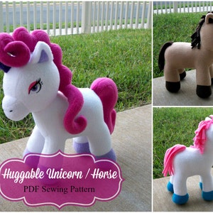 Huggable Unicorn and Horse Pattern - PDF Instant Download