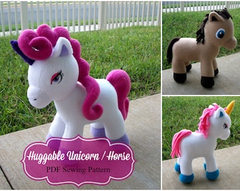 Huggable Unicorn and Horse Pattern - PDF Instant Download