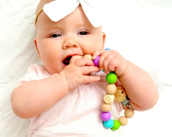 Silicone beads pacifier clip, chunky beads binky clip, dummy teether clip, soother clip, toy clip, chew toy, toy holder, baby shower gift