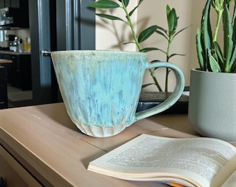 Handmade Wheel Thrown Ceramic Stoneware Mug - 8oz