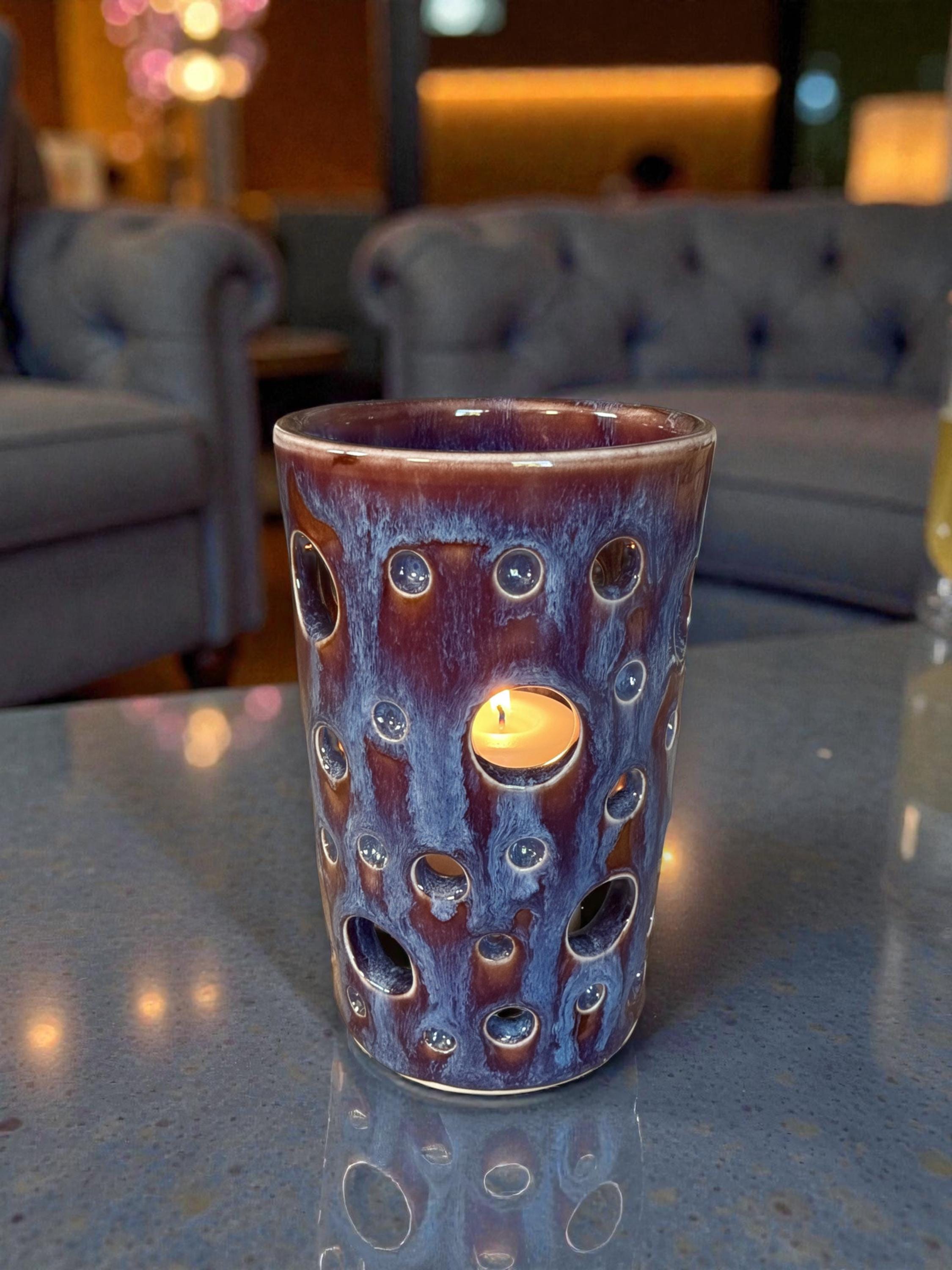 Porcelain Wheel Thrown Hand Carved Votive /luminaria /candle Holder - Etsy