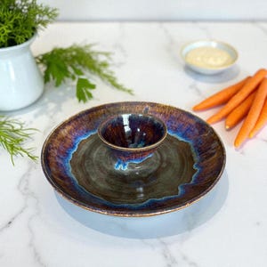 Handmade Wheel-Thrown Ceramic Chip and Dip Bowl