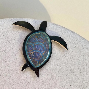 Hand-built Ceramic Custom Glazed Turtle &quot;Honu&quot; Wall Decor