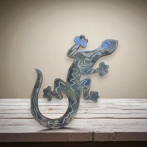 Hand-built Ceramic Custom Carved & Glazed Gecko Wall Decor 15&quot; long