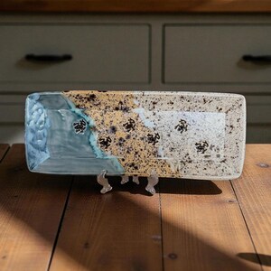 Handmade Slab Built Swimming Frogs Ceramic Plater