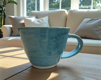 Handmade Wheel Thrown Ceramic Mug with Pastel Glazing 8oz