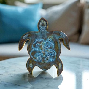 Hand-built Ceramic Custom Carved Turtle &quot;Honu&quot; Wall Decor