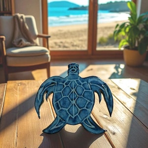 Hand-built Ceramic Custom Carved Turtle &quot;Honu&quot; Wall Decor