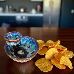 Handmade Wheel-Thrown Ceramic Chip and Dip Bowl