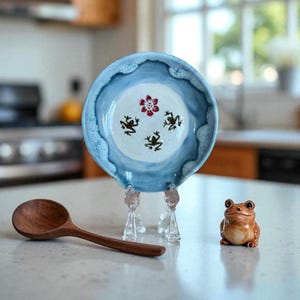 Handmade Wheel Thrown Ceramic Frog Spoon Rest
