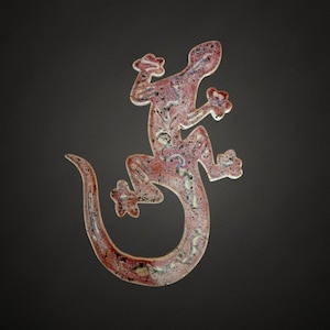 Hand-built Ceramic Custom Carved & Glazed Gecko Wall Decor 15&quot; long