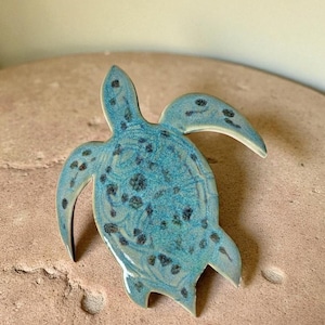 Hand-built Ceramic Custom Glazed Turtle &quot;Honu&quot; Wall Decor 8&quot;