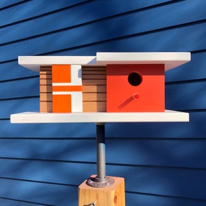 Palm Canyon Birdhouse Creamsicle Midcentury/Modern Style Design Architecture Bird House Made in Vermont USA by Pleasant Ranch image 1