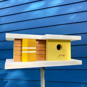 Midcentury Modern Birdhouse: Palm Canyon Design, Three Yellows
