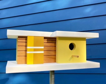 Midcentury Modern Birdhouse: Palm Canyon Design, Three Yellows