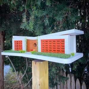 Mid-Century Modern Birdhouse: "Citrus Festival" Design, Made in Vermont