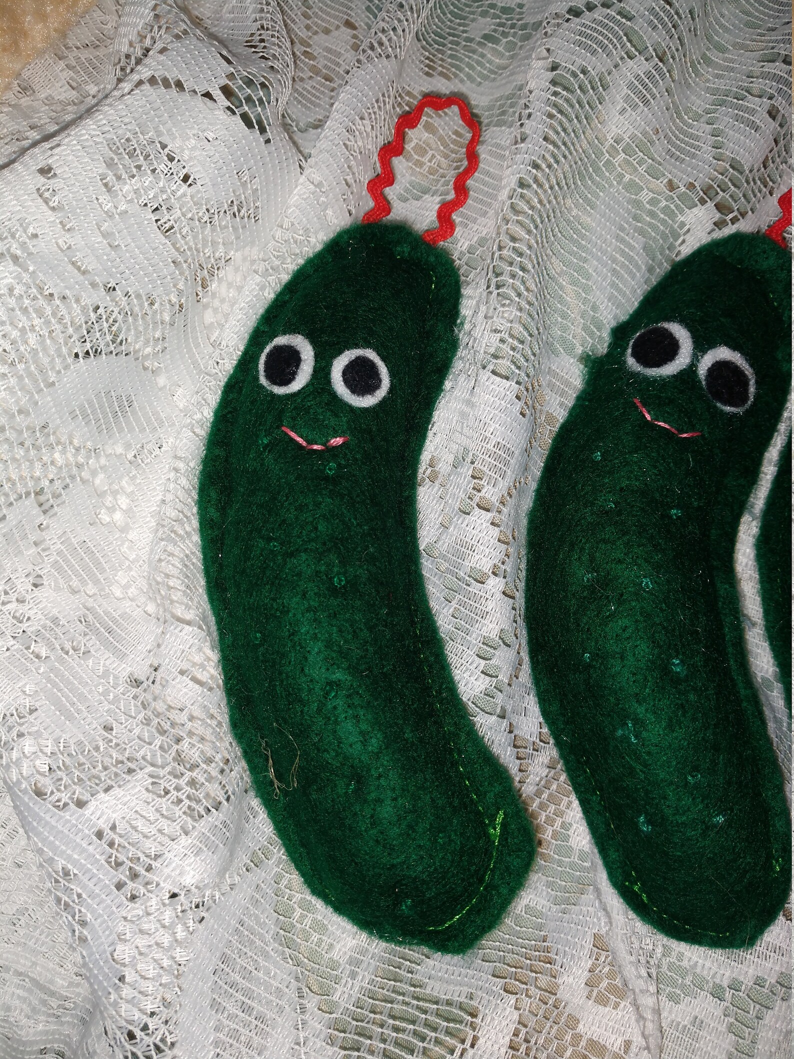 DILL PICKLE Ornament Green Felt Black & White Eyes Etsy