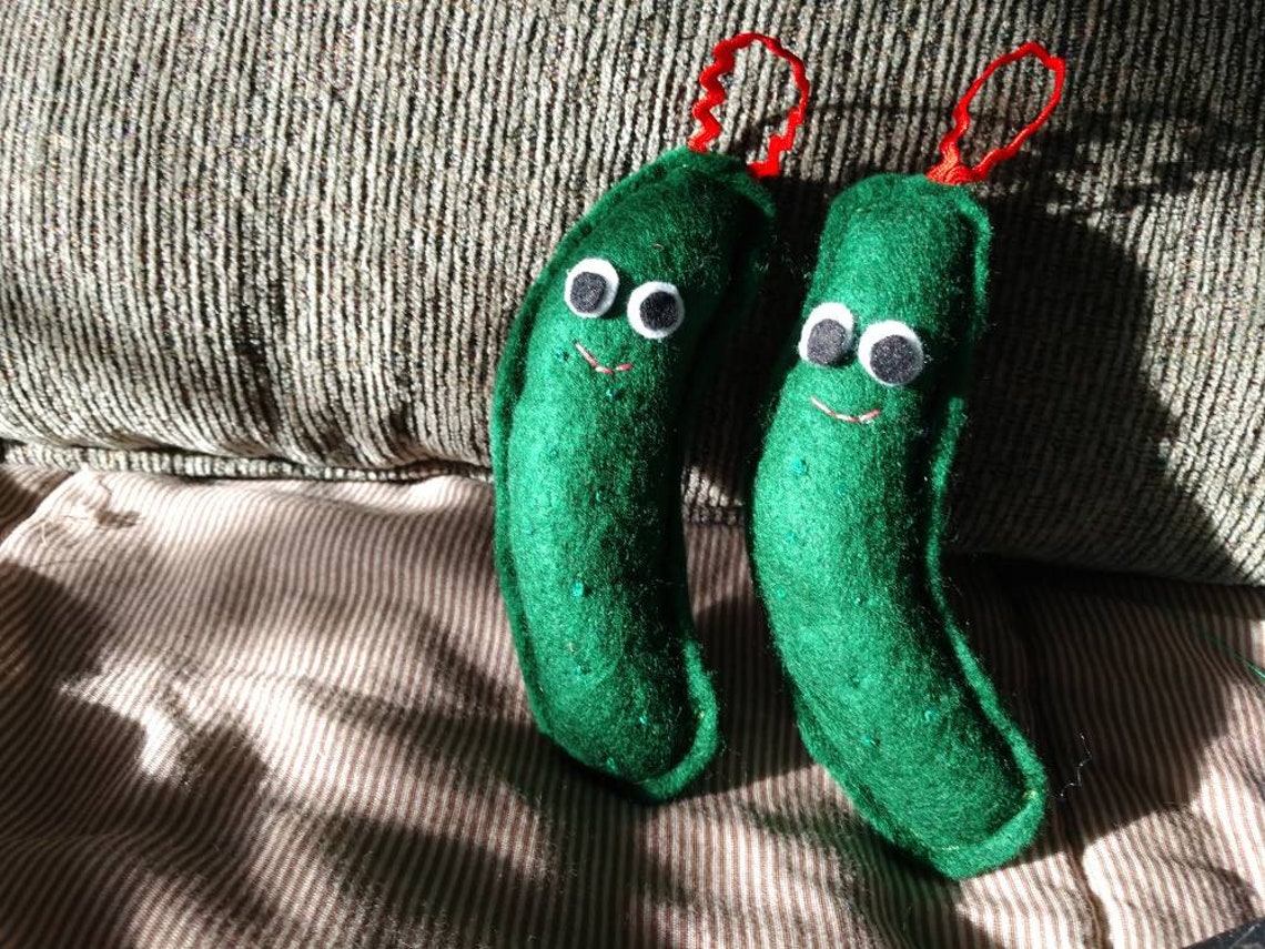 DILL PICKLE Ornament Green Felt Black & White Eyes Etsy