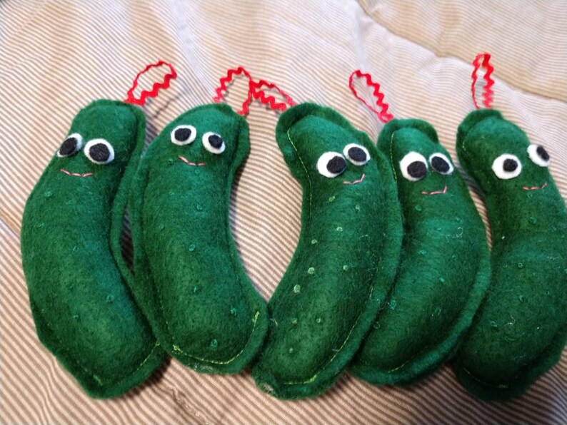 DILL PICKLE Ornament Green Felt Black & White Eyes Etsy