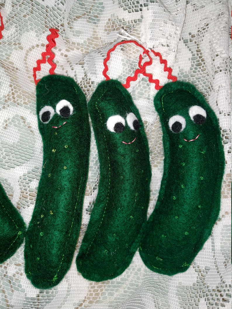 DILL PICKLE Ornament Green Felt Black & White Eyes Etsy