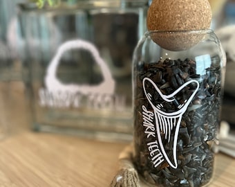 Shark Tooth Glass Jar with round Cork Ball topper