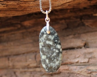 Lake Superior beach stone and sterling silver necklace