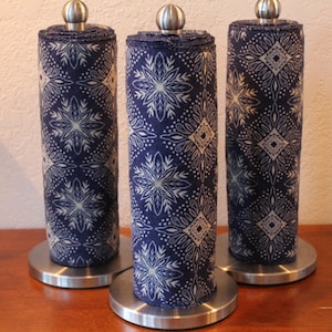 Conjunto de 15 folhas de toalhas de flanela "sem papel", padrão de floco de neve azul, toalhas sem papel