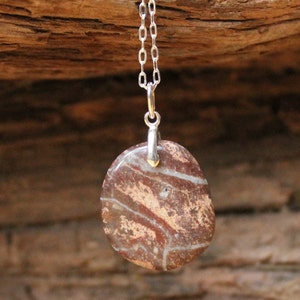 Lake Superior beach stone and sterling silver necklace