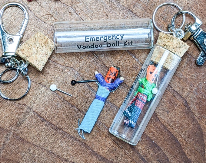 Mardi Gras Portable Emergency Voodoo Doll Kit gift macabre Key Chain oddities occult gag gift witch craft funny collectible magic humor