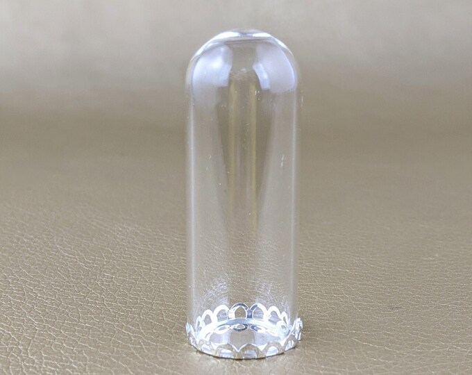 6B# Miniature Clear Glass Dome silver metal Base 2"Tall 1/12th Scale dollhouse